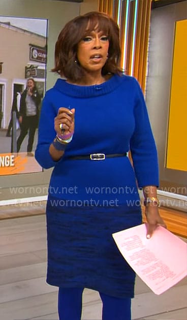 Gayle King's blue roll neck sweater on CBS Mornings