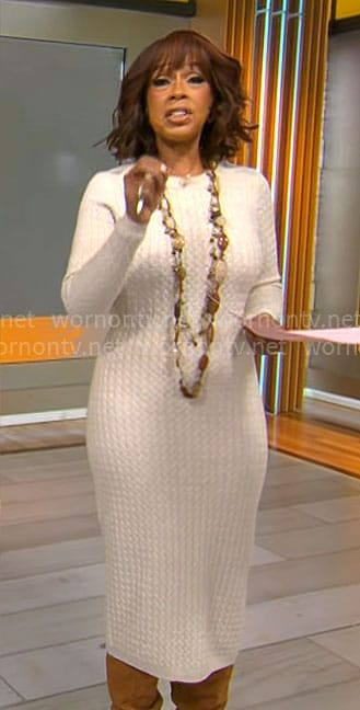 Gayle King's cable knit dress on CBS Mornings