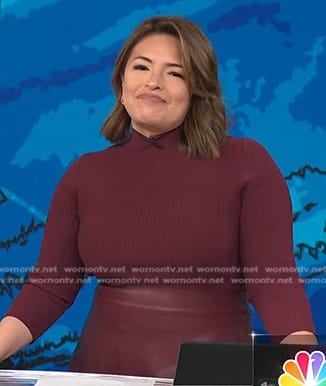 Gilma Avalos' burgundy mixed media dress on Today