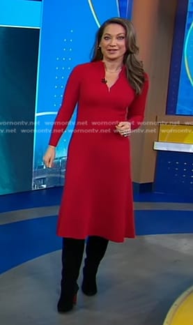 Ginger's red quarter zip dress on Good Morning America