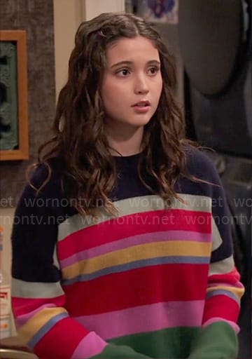 Grace's rainbow striped sweater on Extended Family