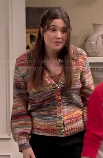 Grace's multicolor marled knit cardigan on Extended Family