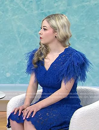 Gracie Gold's blue feather sleeve lace dress on Today