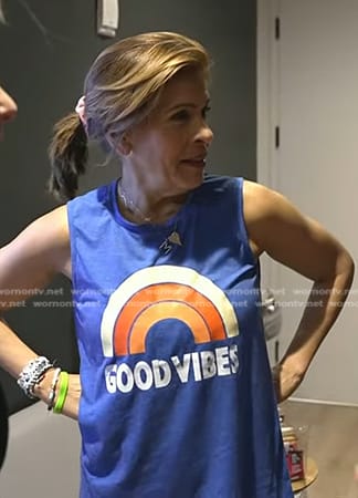 Hoda's blue Good Vibes tank on Today