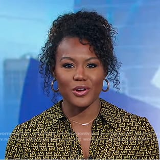 Janai's black crown print shirt on Good Morning America