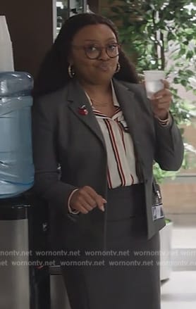 Janine's gray blazer and pants on Abbott Elementary