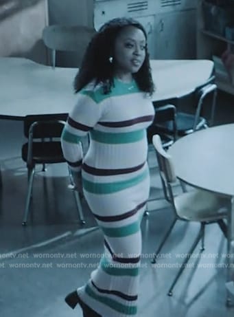 Janine's stripe ribbed dress on Abbott Elementary