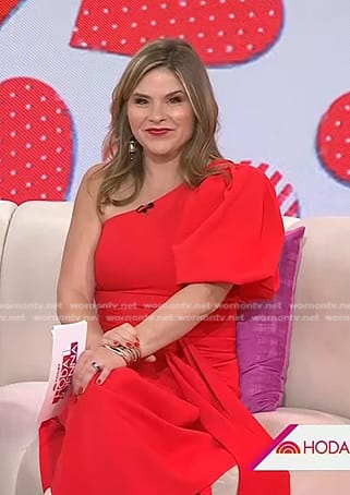 Jenna's red one puff shoulder dress on Today