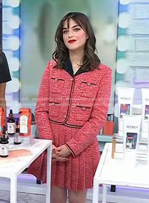 Jenna Rosenstein's red sequin jacket and pleated mini skirt on Today