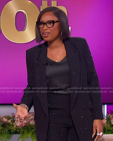 Jennifer's black embellished blazer and pants on The Jennifer Hudson Show