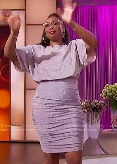 Jennifer's metallic drape dress on The Jennifer Hudson Show