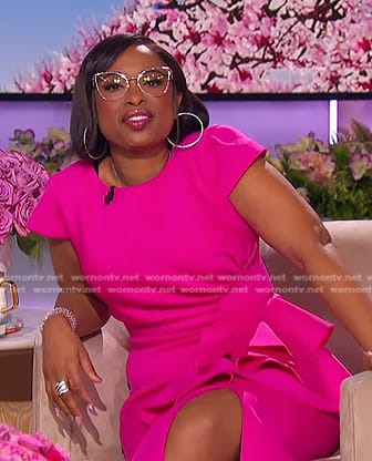 Jennifer's pink ruffle dress on The Jennifer Hudson Show