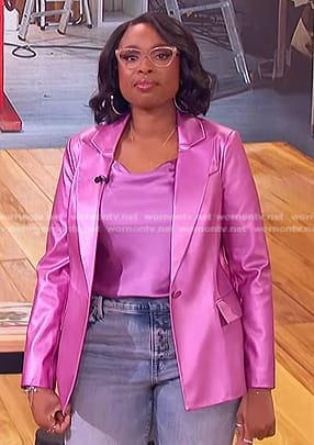 Jennifer's pink leather blazer on The Jennifer Hudson Show