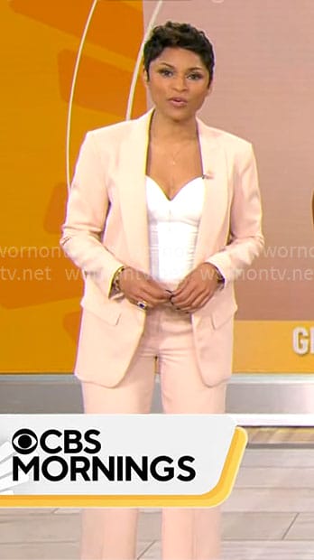 Jericka Duncan's blush pink suit on CBS Mornings