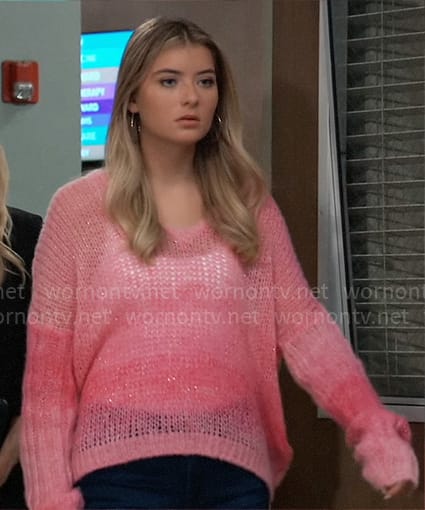 Josslyn's pink ombre knit sweater on General Hospital