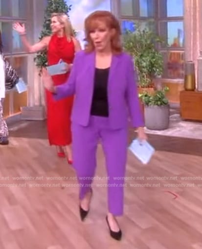 Joy's purple blazer and pants on The View