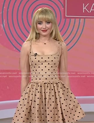 Kathryn Newton's beige polka dot mini dress on Today