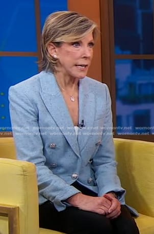 Kathy Giusti's blue double breasted blazer on Good Morning America