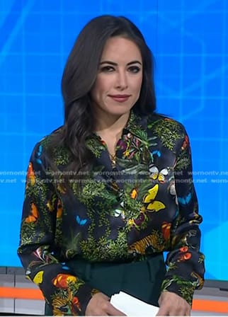 Kaylee's black butterfly print blouse on Today