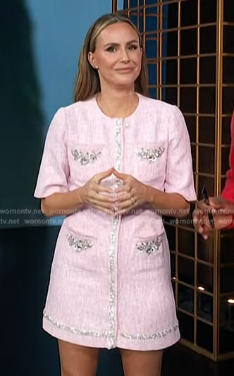 Keltie's pink embellished mini dress on E! News