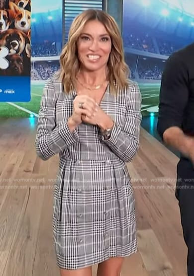 Kit's gray plaid double breasted dress on Access Hollywood