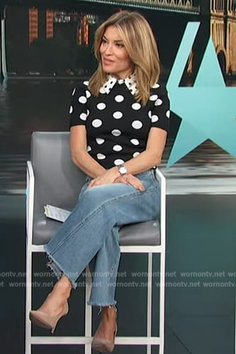 Kit's polka dot print top on Access Hollywood