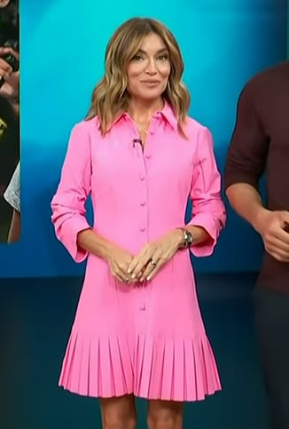 Kit's pink pleated hem mini dress on Access Hollywood