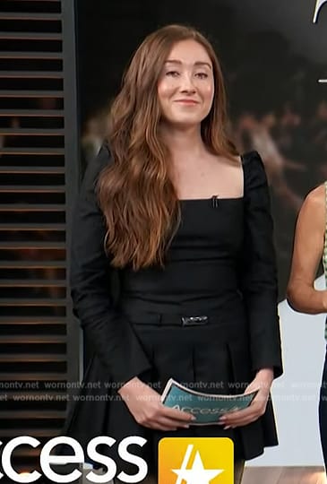Lily Rose's black square neck dress on Access Hollywood