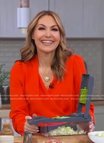 Lori's red wrap blouse on Good Morning America