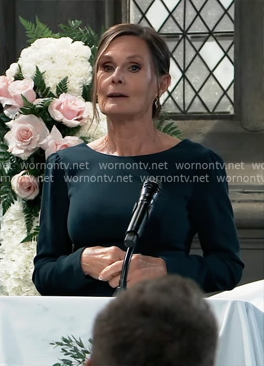 Lucy's dark green long sleeved sheath dress on General Hospital