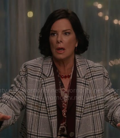 Margaret's grey plaid coat on So Help Me Todd