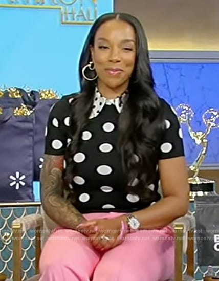 Maya Smith's black polka dot print top on Tamron Hall Show