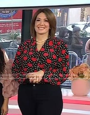 Michelle Collins's black heart print blouse on Today
