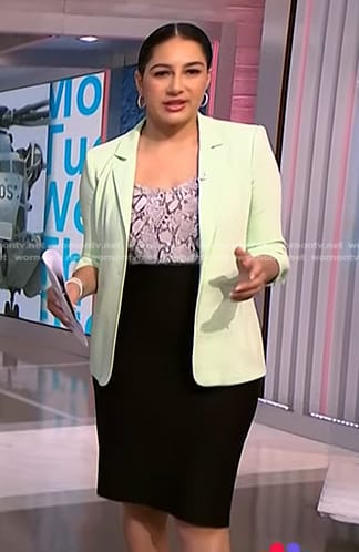 Morgan's mint blazer and black pencil skirt on NBC News Daily