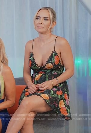 Nicole's black floral print mini dress on The Real Housewives of Miami