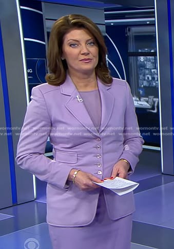 Norah's lavender blazer on CBS Evening News