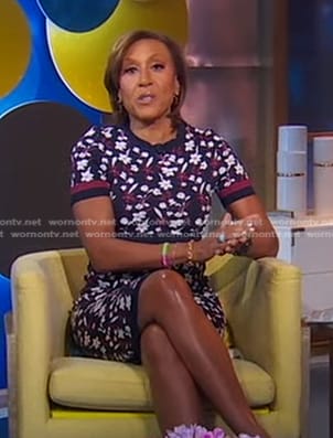 Robin's navy floral short sleeve dress on Good Morning America
