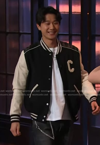 Sam Li's black bomber jacket on The Kelly Clarkson Show