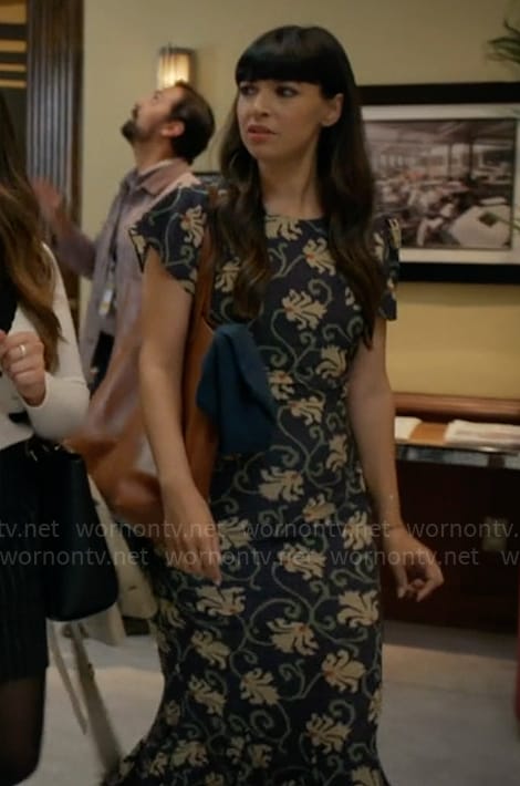 Sam's floral vine print dress on Not Dead Yet