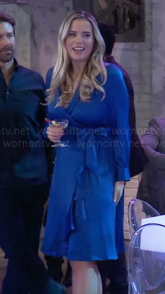 Sasha's blue satin wrap dress on General Hospital