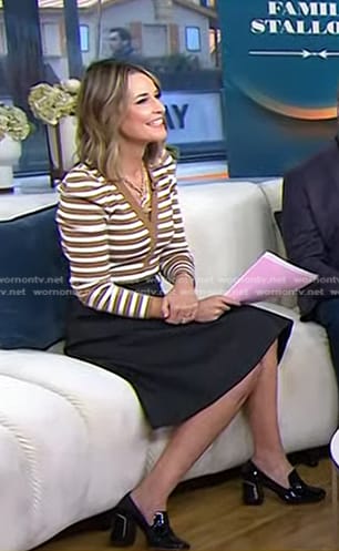 Savannah's white and brown striped top on Today