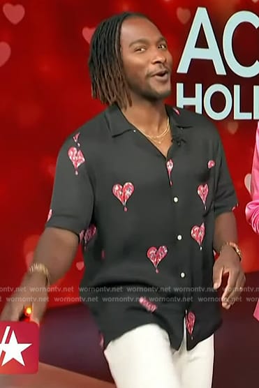 Scott's black heart print shirt on Access Hollywood