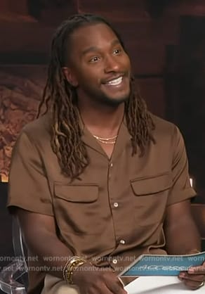 Scott's brown satin shirt on Access Hollywood