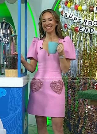 Shannon Doherty's pink heart embellished mini dress on Today