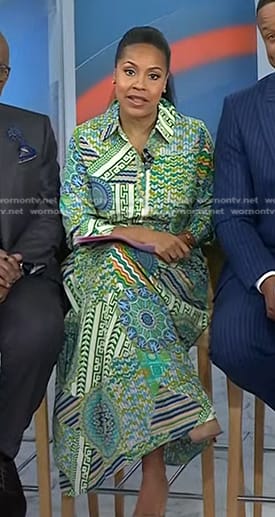 Sheinelle's green printed maxi dress on Today