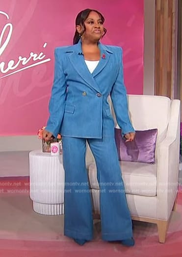 Sherri's denim oversized blazer and pants on Sherri