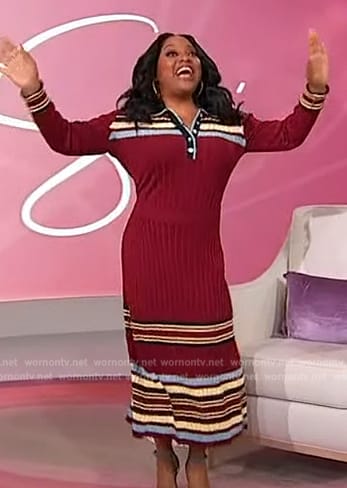 Sherri's red stripe ribbed dress on Sherri