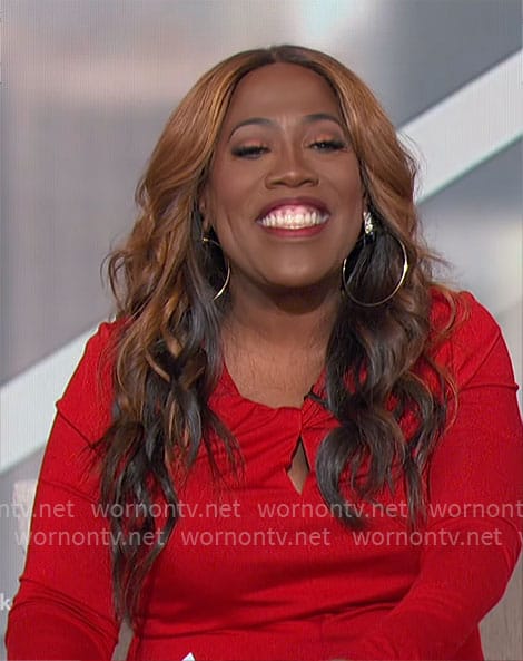 Sheryl's red twisted keyhole top on The Talk