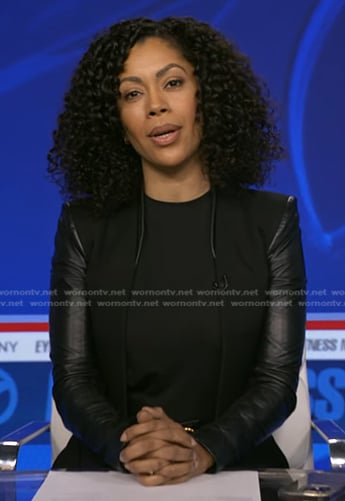 Shirleen's black leather sleeve jacket on Good Morning America