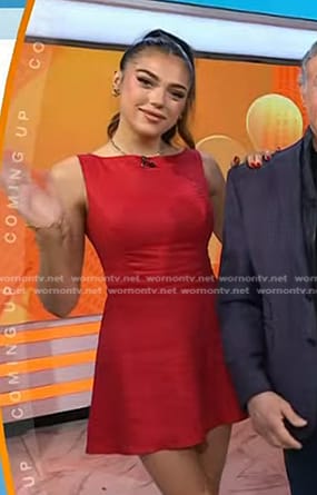 Sistine Stallone's red sleeveless mini dress on Today